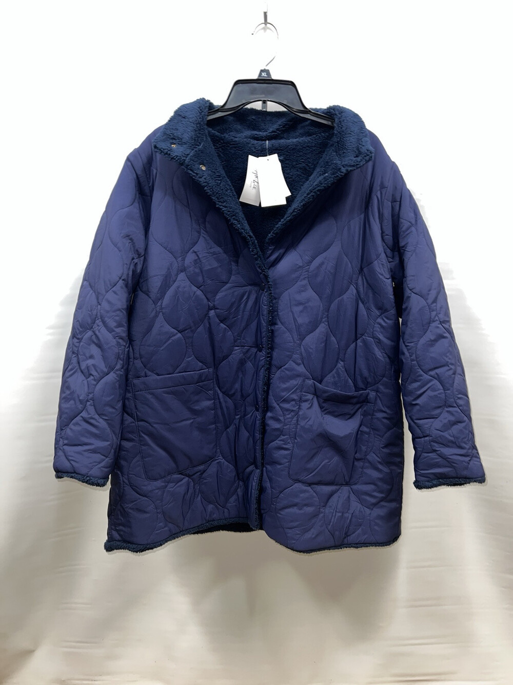 Style & Co Coat Women’s 1X Blue Puffer Reversible Long Sleeve Polyester